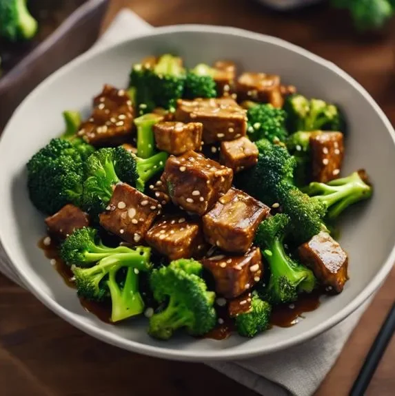 Crispy tempeh and broccoli stir-fry in sesame tamari sauce — a gut friendly fermented protein meal for plant-based eaters