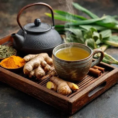 ginger turmeric tea cup steaming