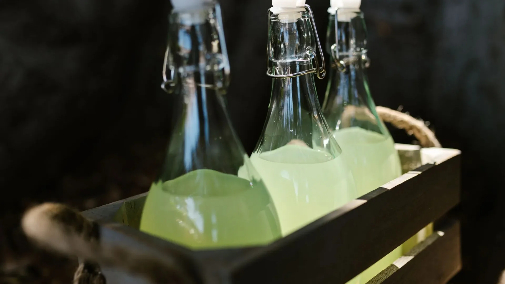 Glass of kombucha next to a bottle and SCOBY, a top fermented drink for gut health that provides live probiotics and B vitamins.
