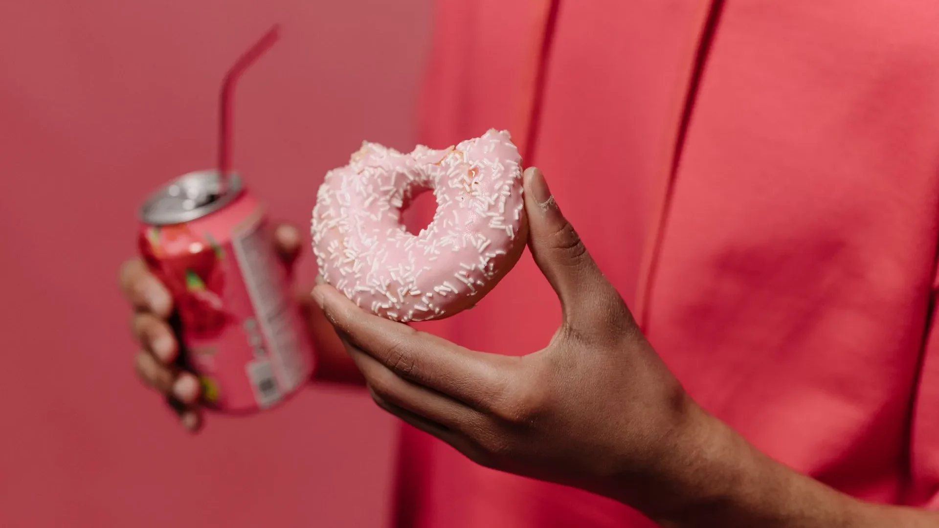 Split image showing sugary snacks, processed foods, and alcohol on one side, and a red "limit" sign, highlighting foods that harm gut health.